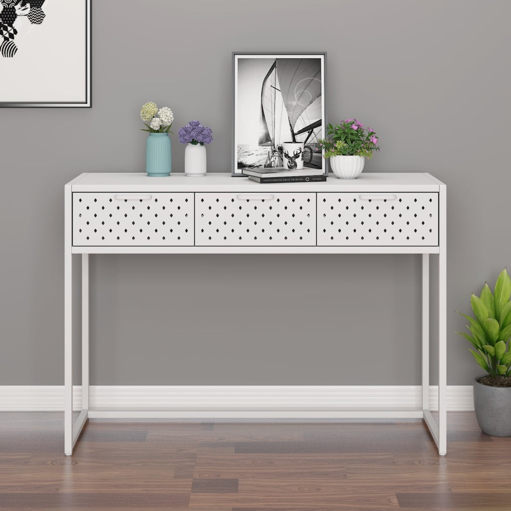 Console Table White 106x35x75 cm Steel