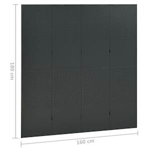 4dílný paraván antracitový 160 x 180 cm ocel - obrázek 6