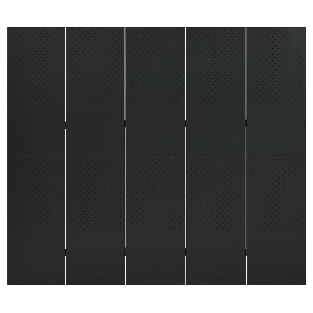 

vidaXL Kamerscherm met 5 panelen 200x180 cm staal zwart