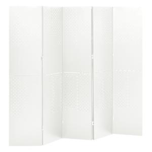 vidaXL 5 paneeliga ruumijagaja, valge, 200 x 180 cm, teras