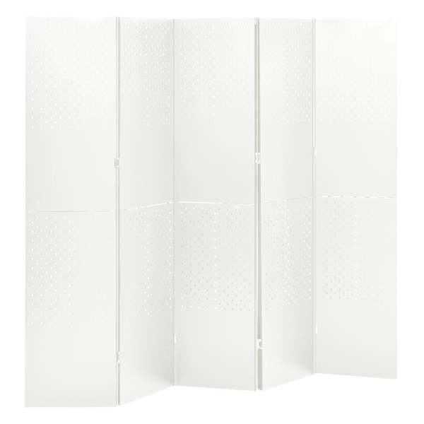 vidaXL 5 paneeliga ruumijagaja, valge, 200 x 180 cm, teras
