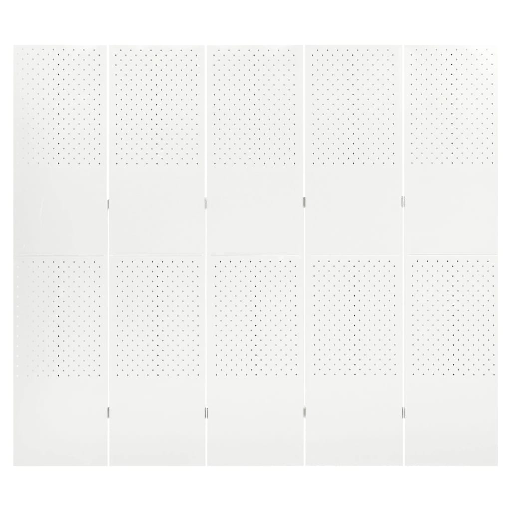 Kamerscherm met 5 panelen 200x180 cm staal wit