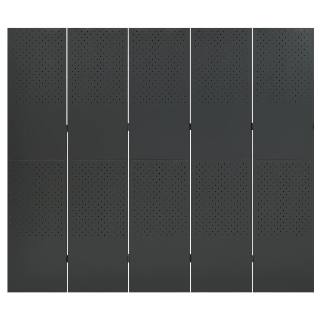 

vidaXL Kamerscherm met 5 panelen 200x180 cm staal antracietkleurig