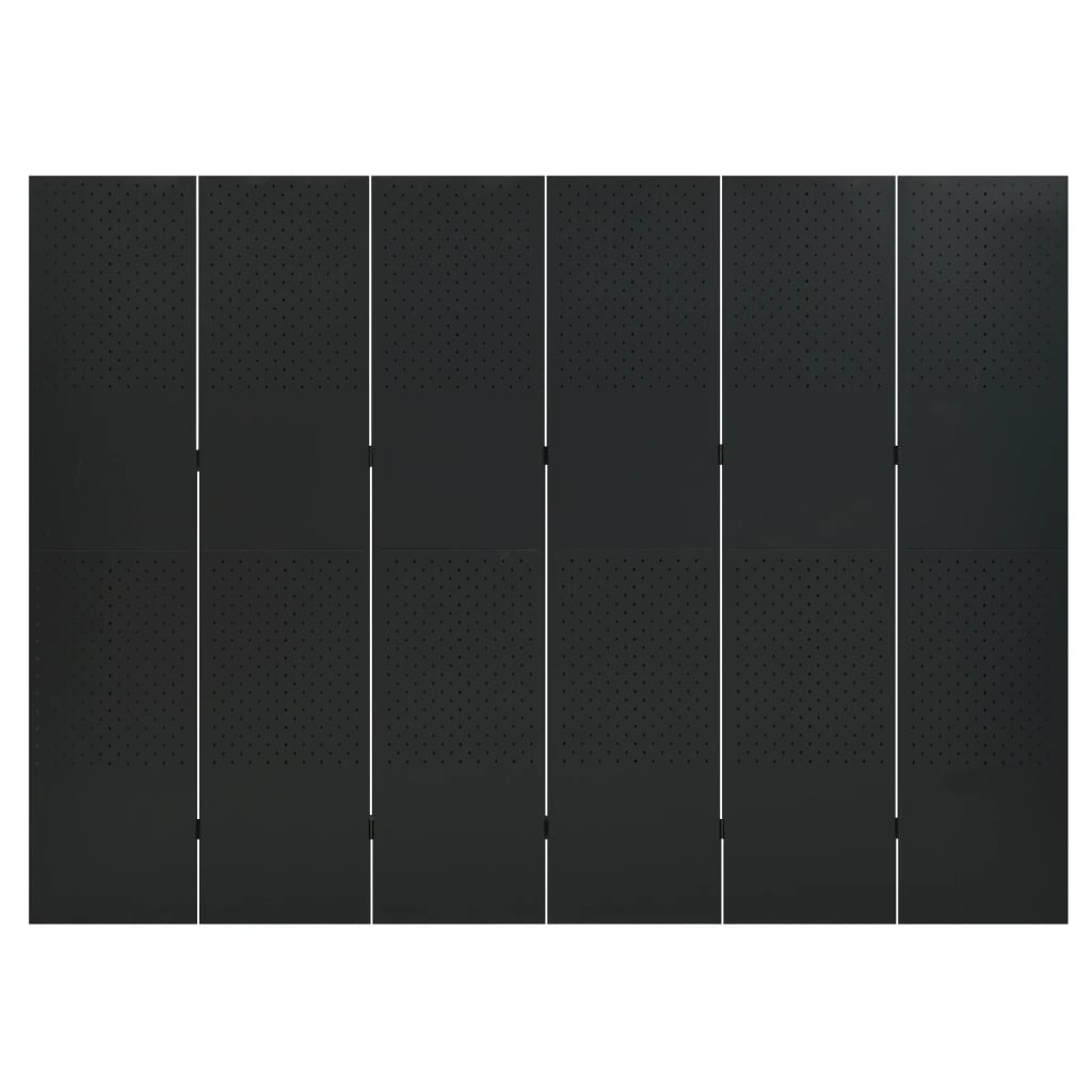 Paravan de cameră cu 6 panouri, negru, 240x180 cm, oțel