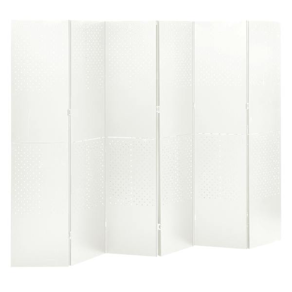 vidaXL 6 paneeliga ruumijagaja, valge, 240 x 180 cm, teras