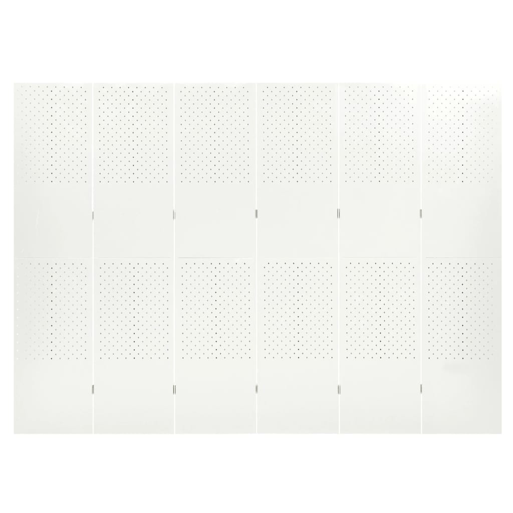Paravan de cameră cu 6 panouri, alb, 240×180 cm, oțel