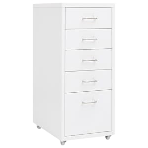 vidaXL mobiilne kontorikapp, valge, 28 x 41 x 169 cm, metall