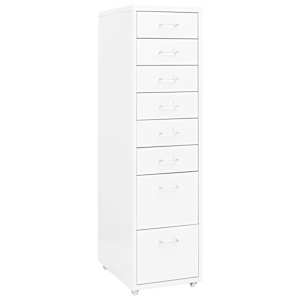 Premična arhivska omara bela 28x41x109 cm kovinska