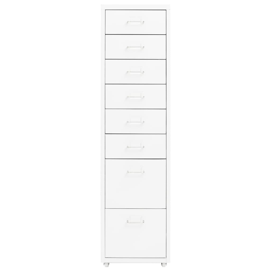 

vidaXL Ladeblok verrijdbaar 28x41x109 cm metaal wit