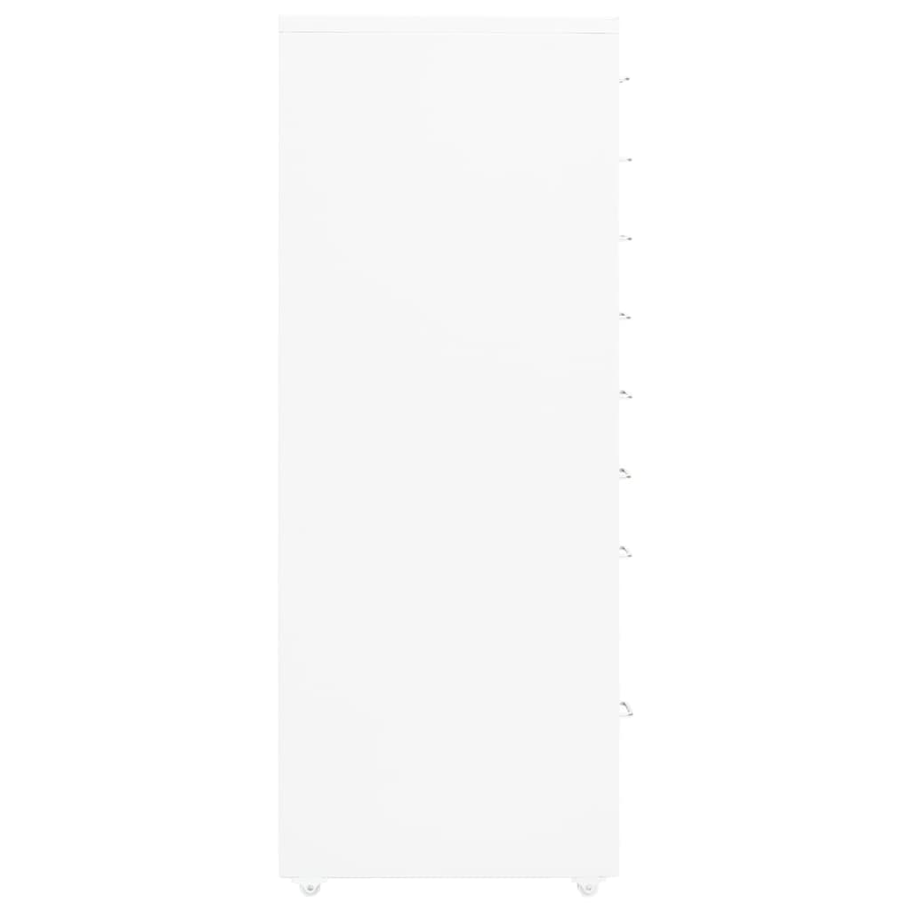 Thumbnail - vidaXL Aktenschrank mit Rollen Weiß 28x41x109 cm Metall