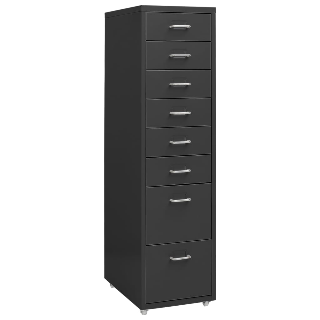 vidaXL Aktenschrank mit Rollen Anthrazit 28x41x109 cm Metall