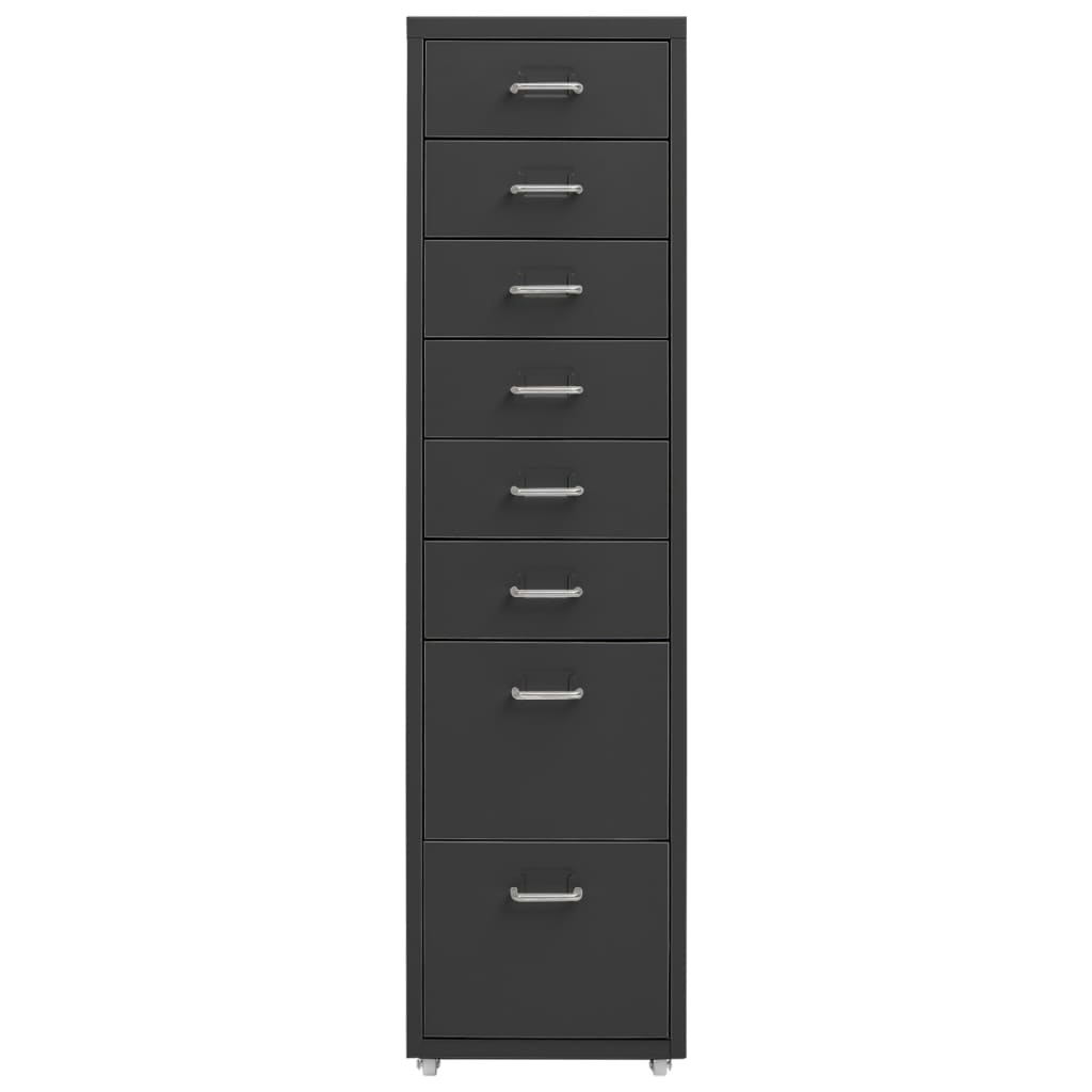 

vidaXL Ladeblok verrijdbaar 28x41x109 cm metaal antracietkleurig