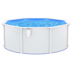 vidaXL Pool mit Stahlwand 360x120 cm Wei&szlig;