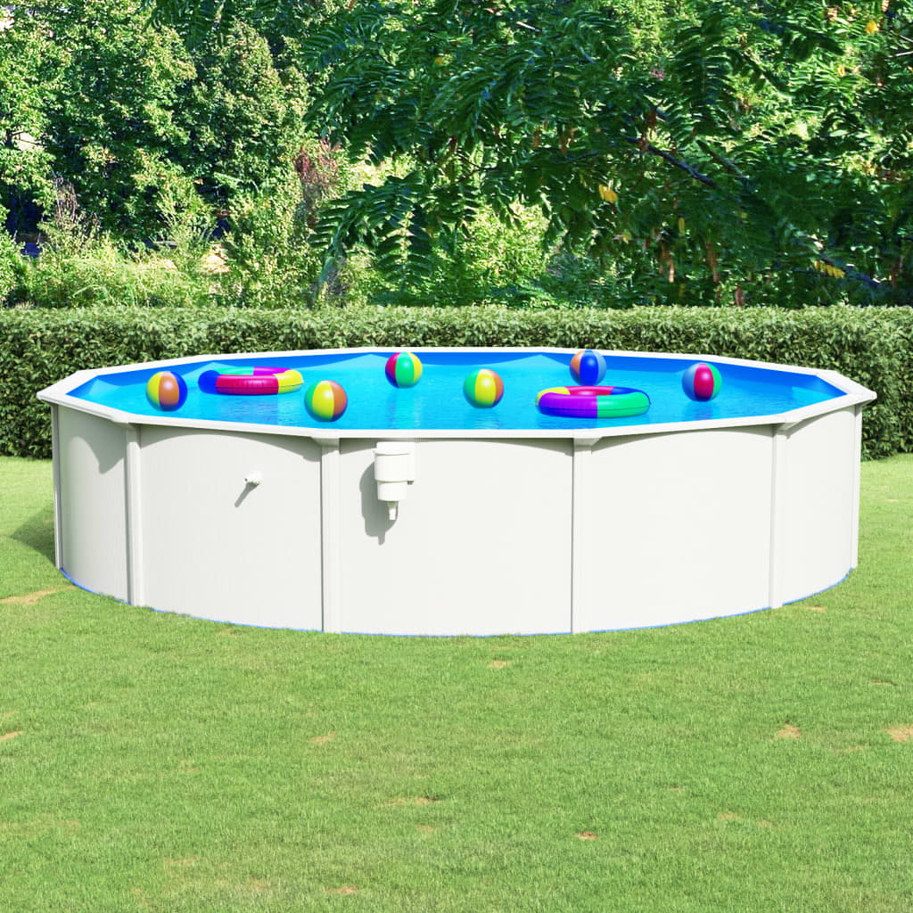 Pool mit Stahlwand Rund 550×120 cm Weiß