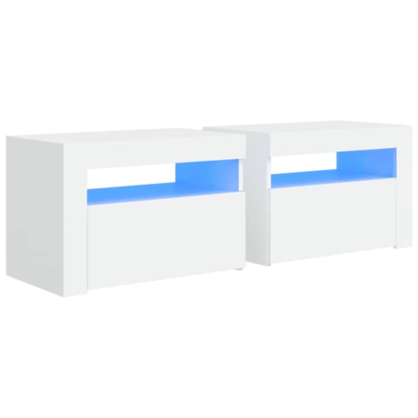 vidaXL LED-tulega &ouml;&ouml;kapid 2 tk, valge, 60 x 35 x 40 cm