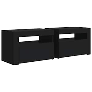 vidaXL Nattbord med LED 2 stk svart 60x35x40 cm