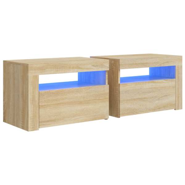 vidaXL LED-tuledega &ouml;&ouml;kapid 2 tk, Sonoma tamm, 60x35x40 cm