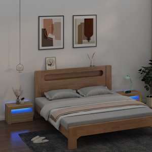 Noční stolky 2 ks s LED osvětlením dub sonoma 60 x 35 x 40 cm - obrázek 1