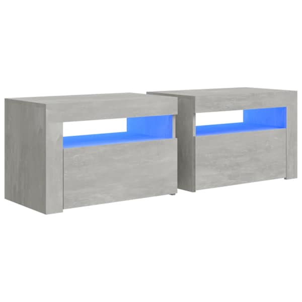 vidaXL LED-tulega &ouml;&ouml;kapid 2 tk, betoonhall, 60 x 35 x 40 cm