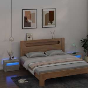 Noční stolky 2 ks s LED osvětlením betonově šedé 60x35x40 cm - obrázek 1
