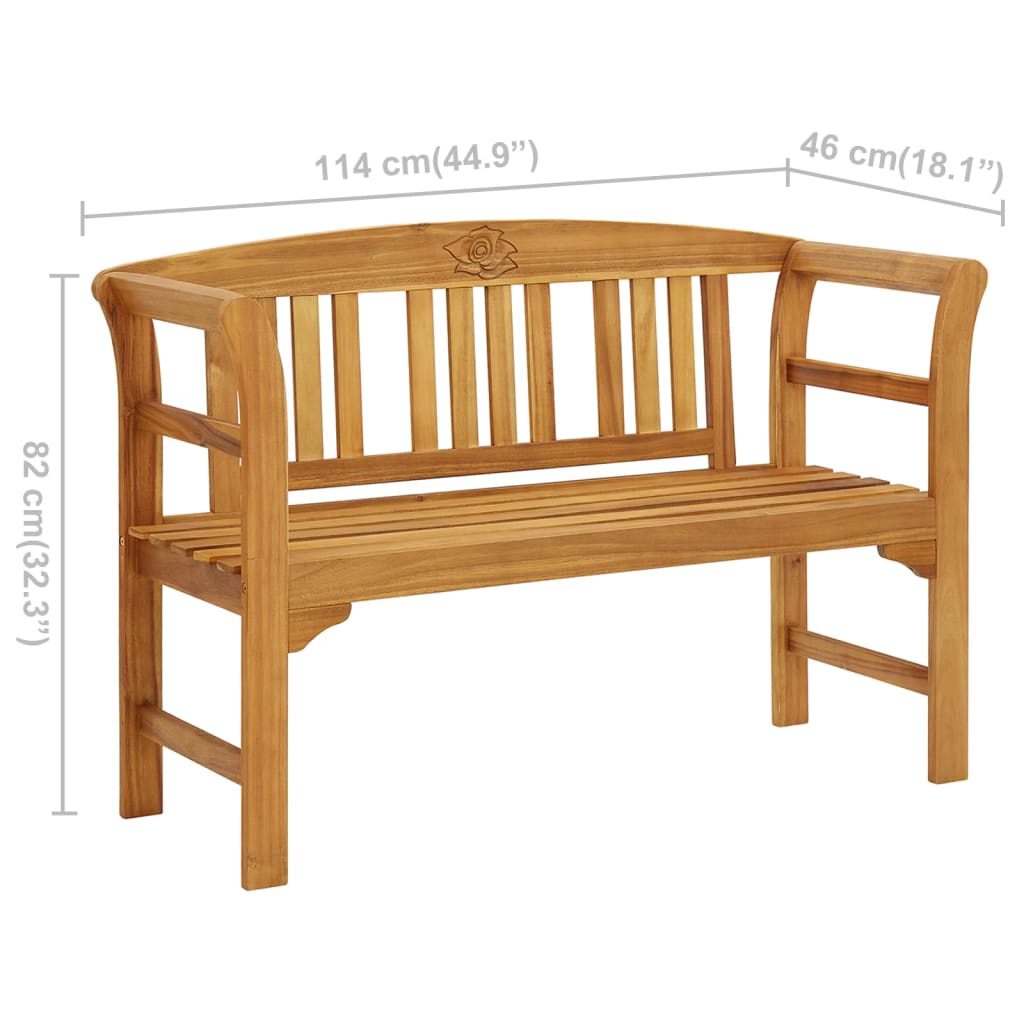 Outdoor Patio Bench Garden Park Bench with Armrests Solid Wood Acacia vidaXL - Picture 5 of 13