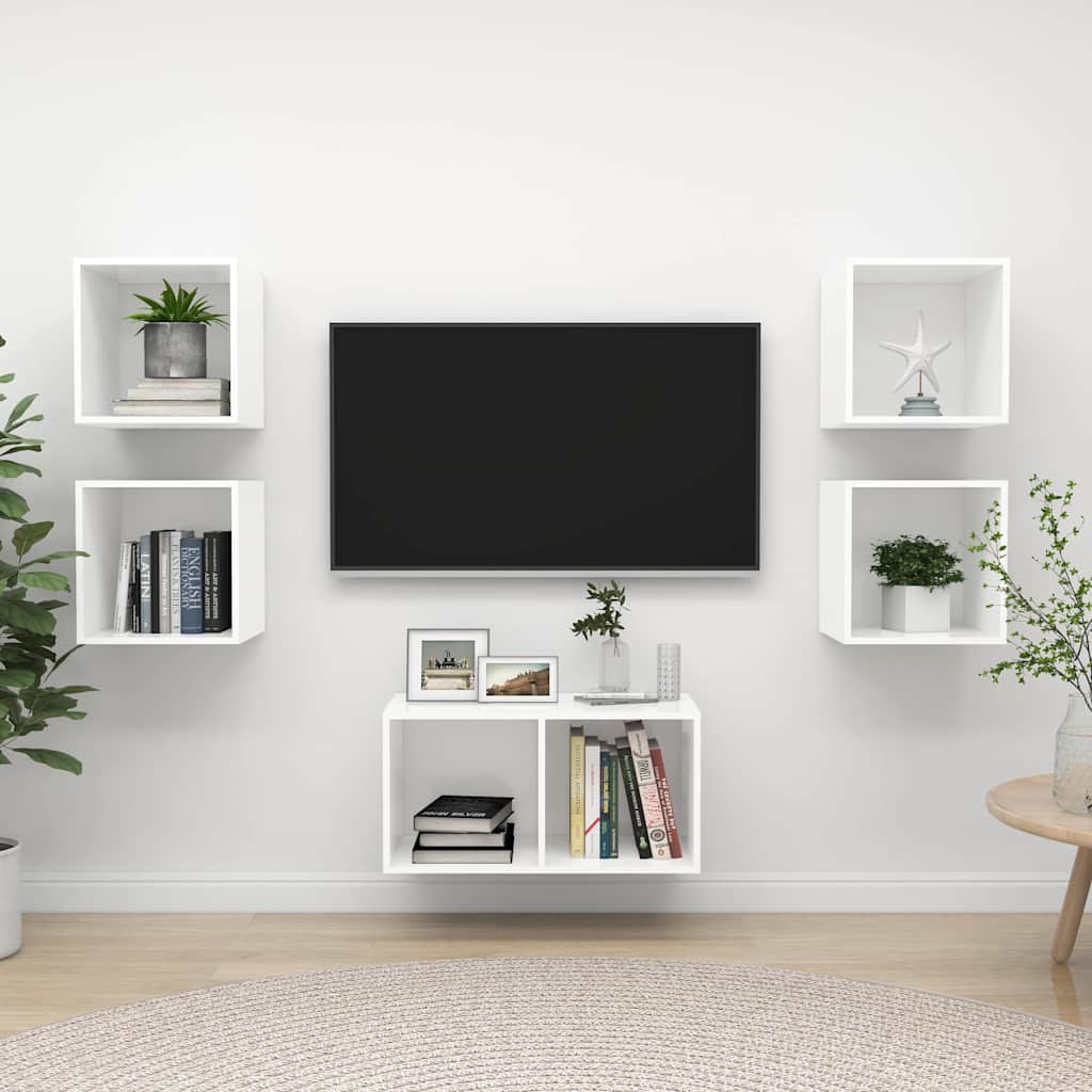 vidaXL 5-cz. zestaw szafek TV, bia�y, materia� drewnopochodny