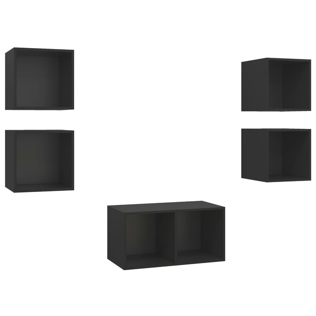 

vidaXL 5 Piece TV Cabinet Set Black Engineered Wood