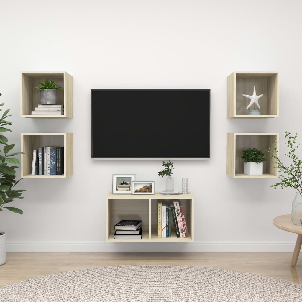 5-delige Tv-meubelset spaanplaat sonoma eikenkleurig