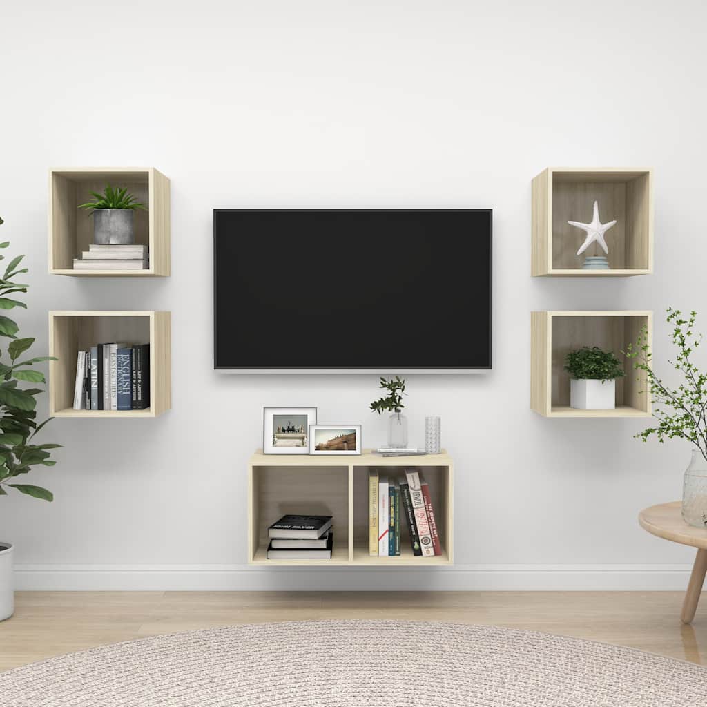 vidaXL 5-cz. zestaw szafek TV, d�b sonoma, materia� drewnopochodny