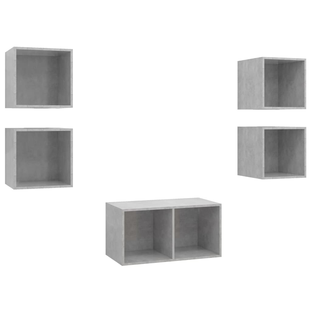 

vidaXL 5 Piece TV Cabinet Set Concrete Gray Engineered Wood