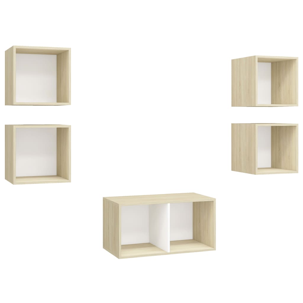 KALLAX – Ensemble de meuble TV mural 5 pcs 6 boxes Blanc et chêne sonoma | meublestv.fr 2