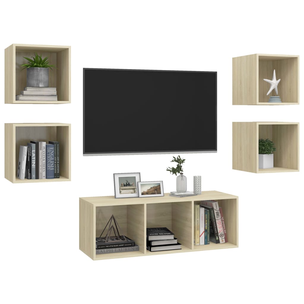 

vidaXL 5-delige Tv-meubelset bewerkt hout sonoma eikenkleurig