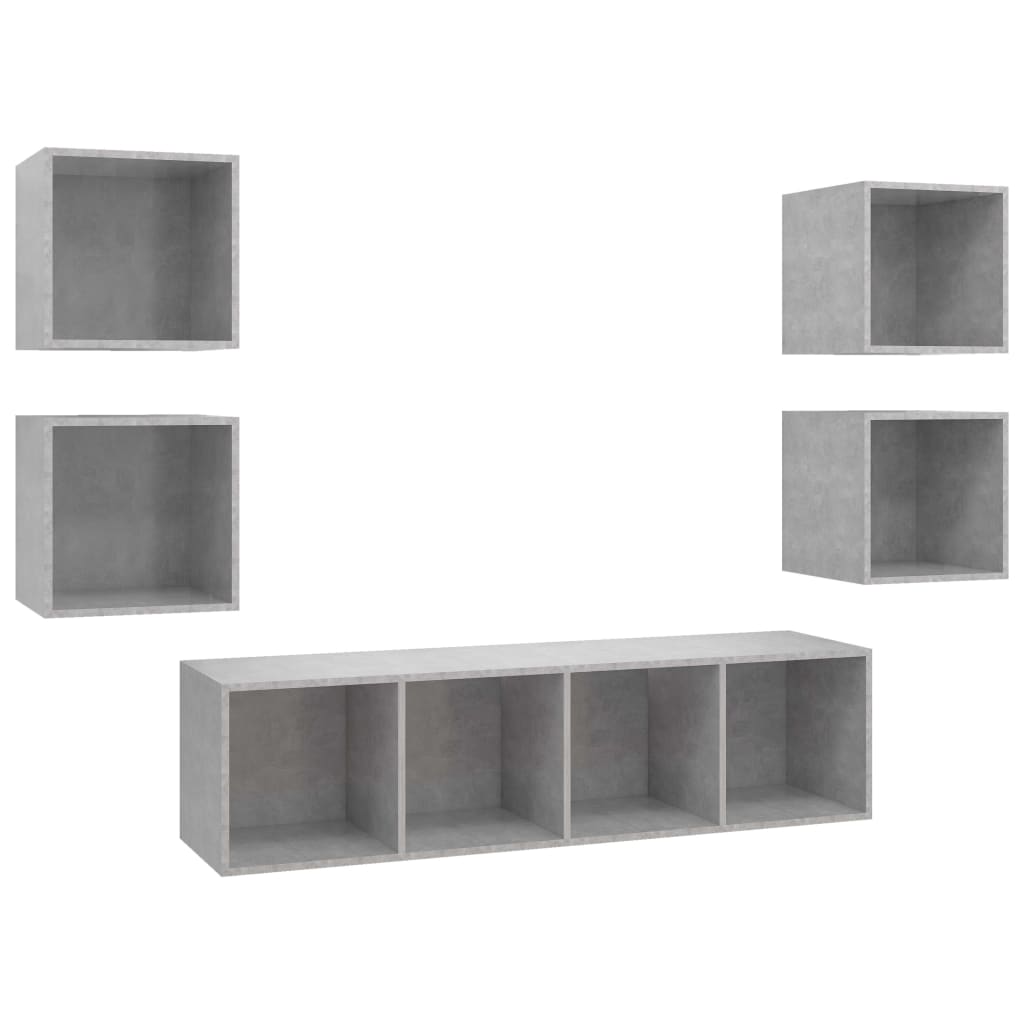 

vidaXL 5 Piece TV Cabinet Set Concrete Gray Engineered Wood