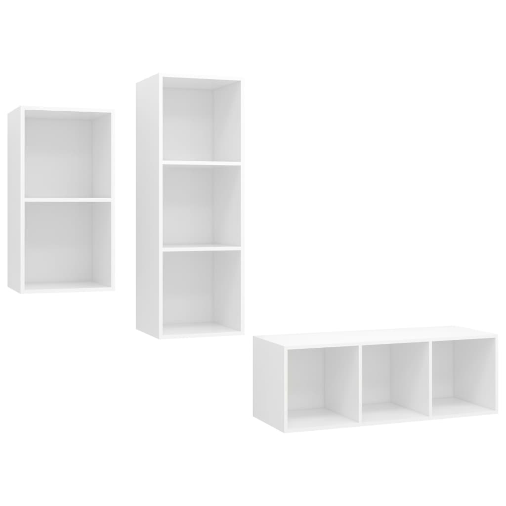 vidaXL 3dílný set TV skříněk bílý dřevotříska