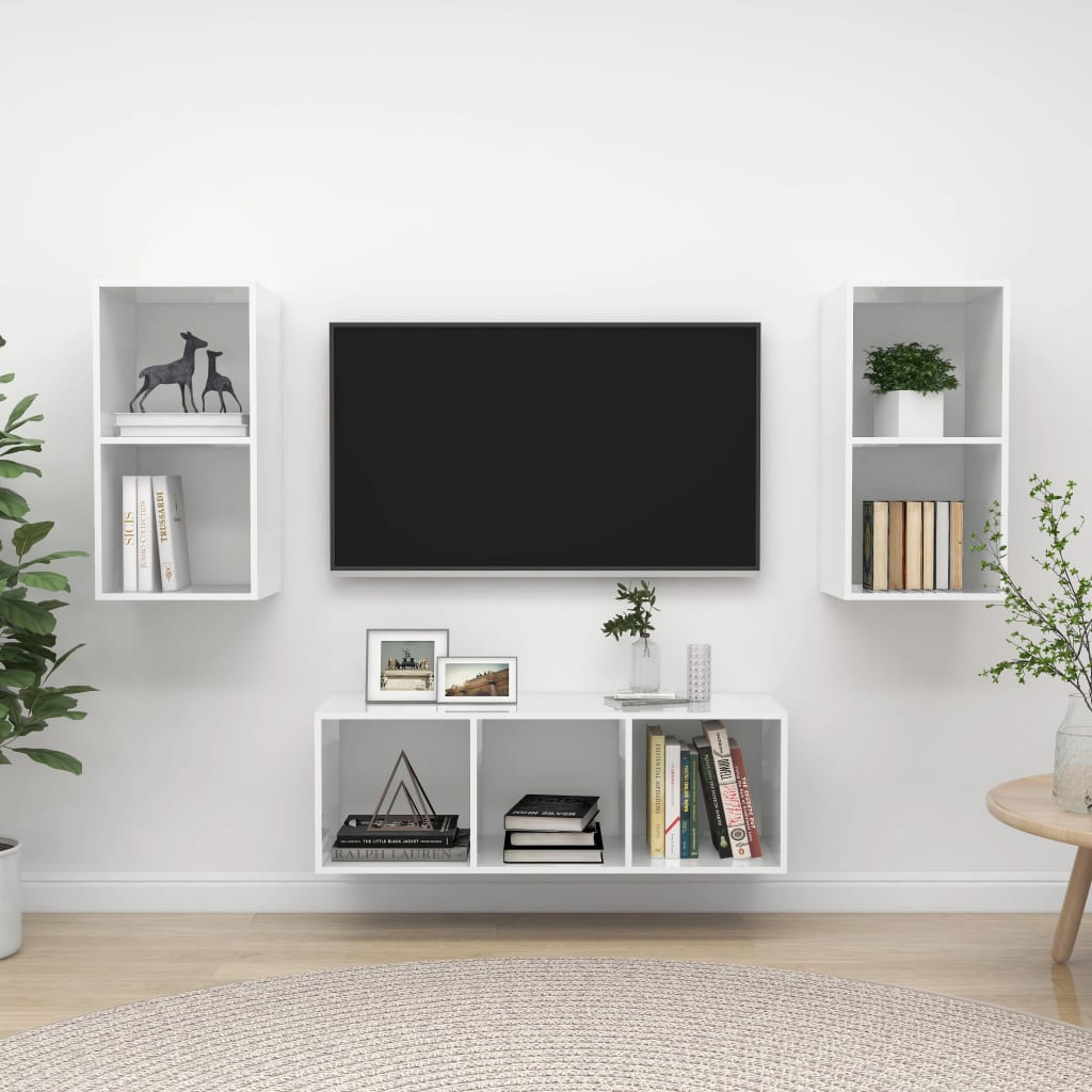 KALLAX – Ensemble de meuble TV mural 3 pcs 7 boxes Blanc brillant | meublestv.fr 2
