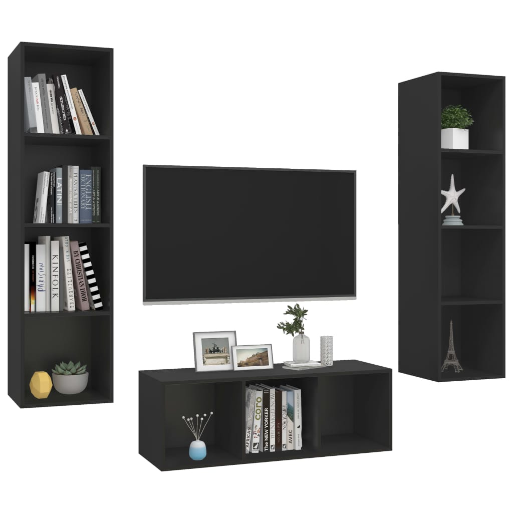 KALLAX – Ensemble de meuble TV mural 3 pcs 11 boxes Noir | meublestv.fr 4