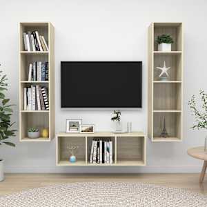 Komplet TV omaric 3-delni sonoma hrast iverna plošča