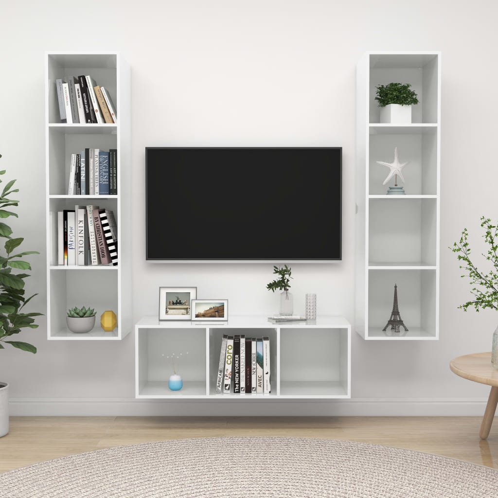 KALLAX – Ensemble de meuble TV mural 3 pcs 11 boxes Blanc brillant | meublestv.fr 2