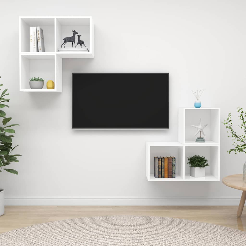 vidaXL 4-cz. zestaw szafek TV, bia�y, materia� drewnopochodny
