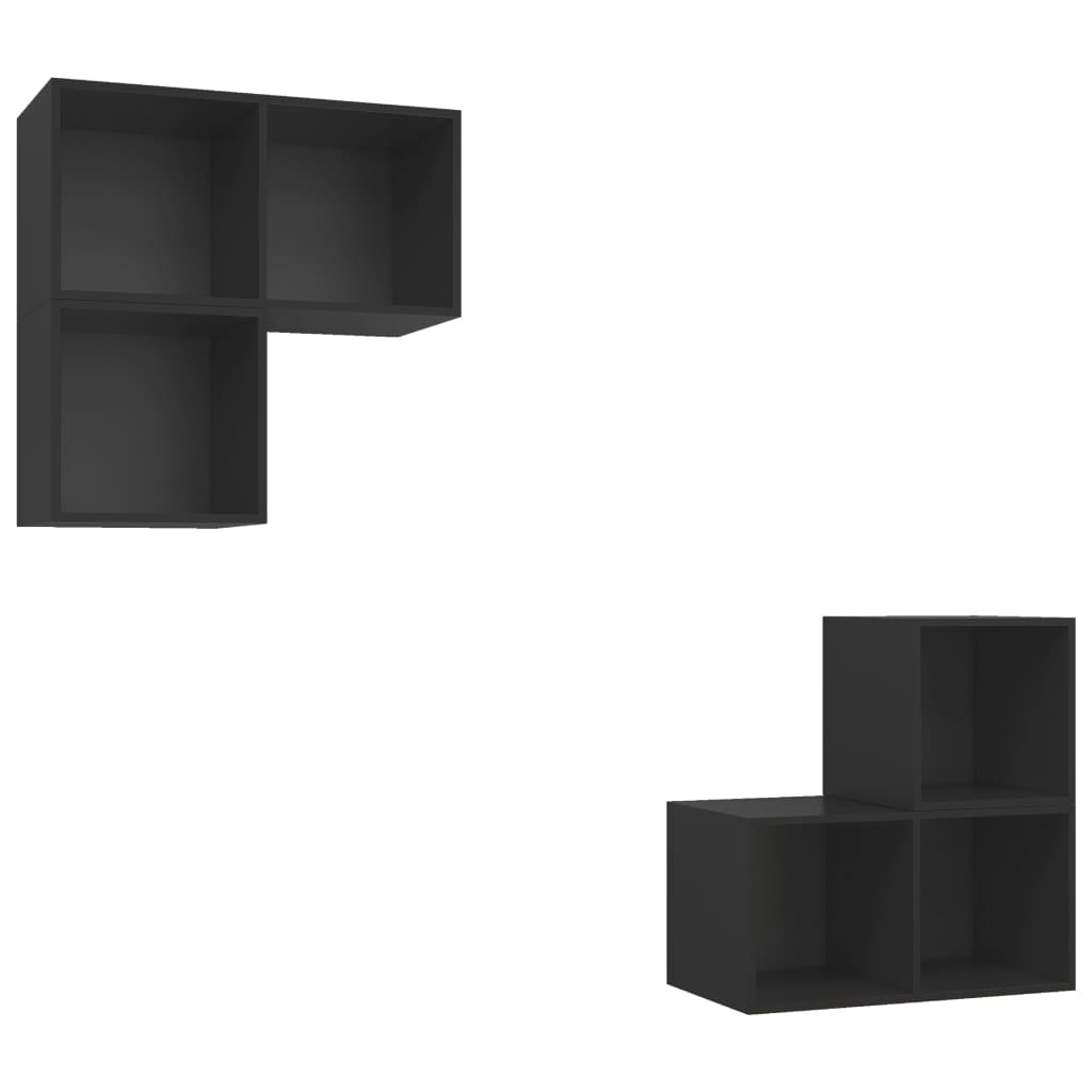 

vidaXL 4 Piece TV Cabinet Set Black Engineered Wood