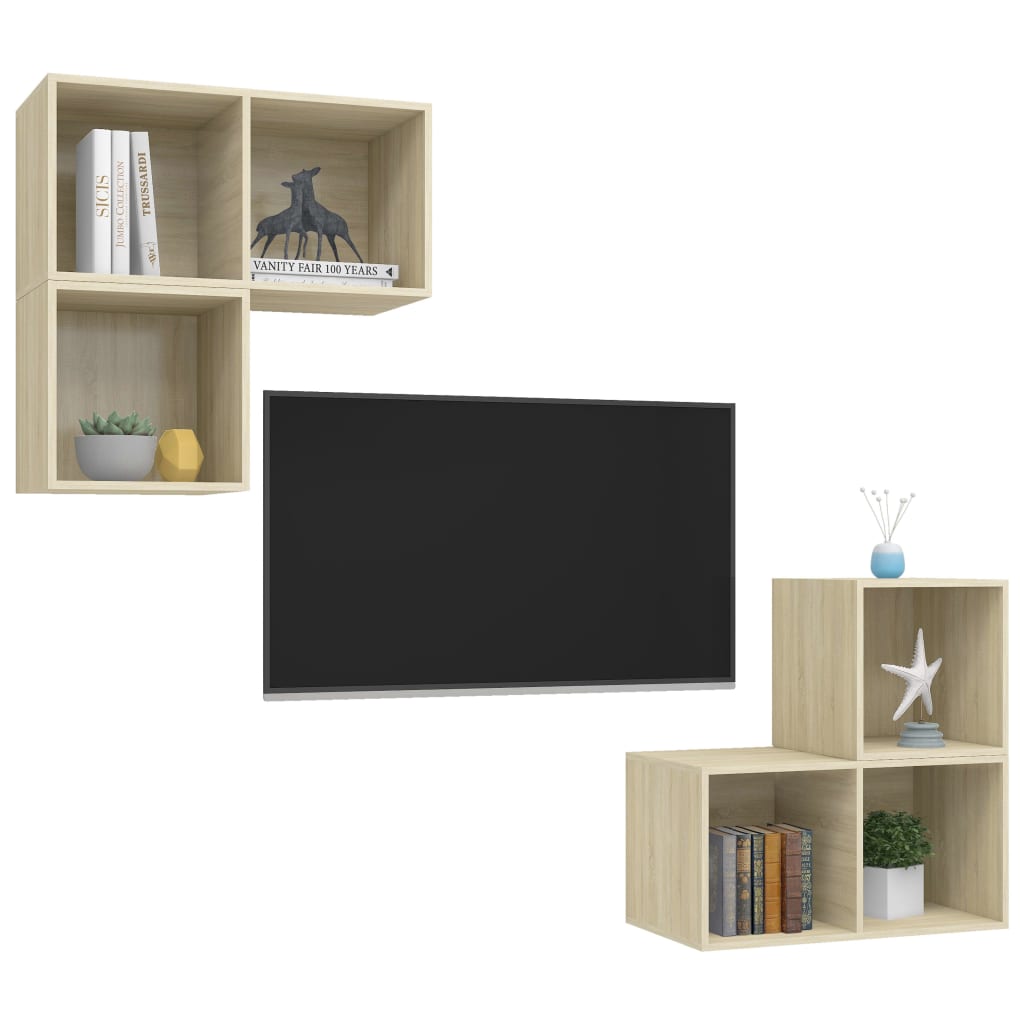 vidaXL 4-delige Tv-meubelset bewerkt hout sonoma eikenkleurig
