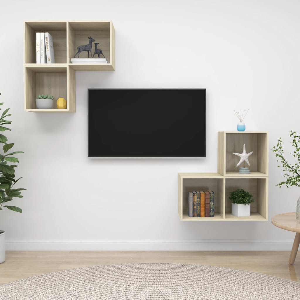 vidaXL 4-cz. zestaw szafek TV, db sonoma, materia drewnopochodny
