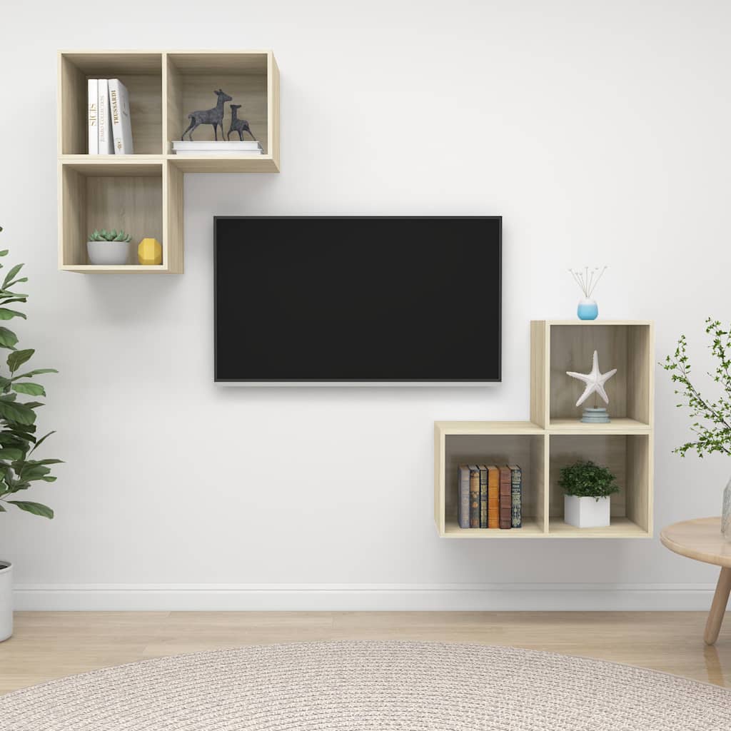 vidaXL 4-cz. zestaw szafek TV, d�b sonoma, materia� drewnopochodny