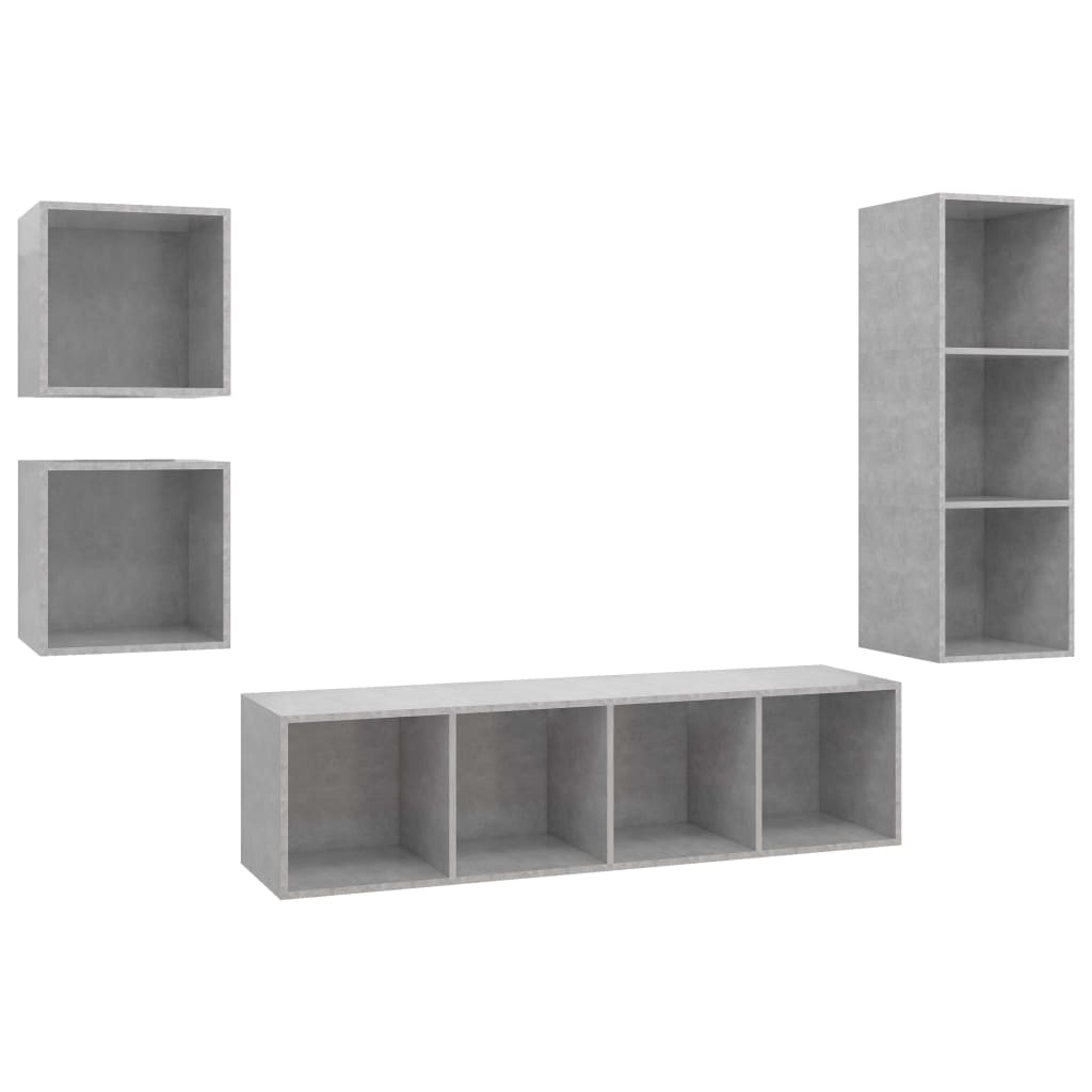 vidaXL 4dílný set TV skříněk betonově šedý dřevotříska