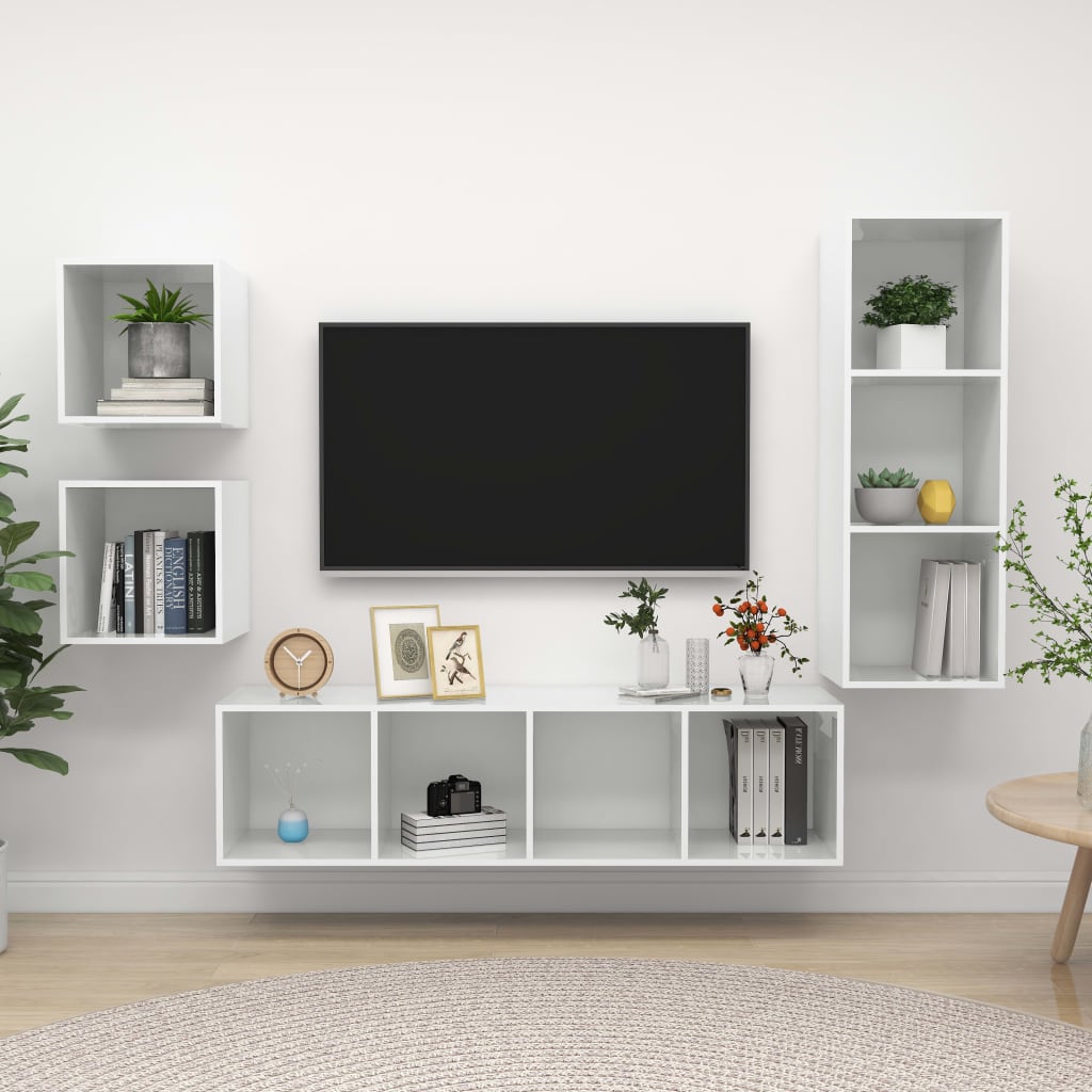 KALLAX – Ensemble de meuble TV mural 4 pcs 9 boxes Blanc brillant | meublestv.fr 2