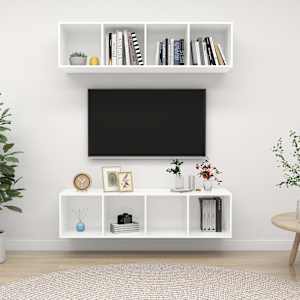 Stenska TV omarica 2 kosa bele barve iverna plošča