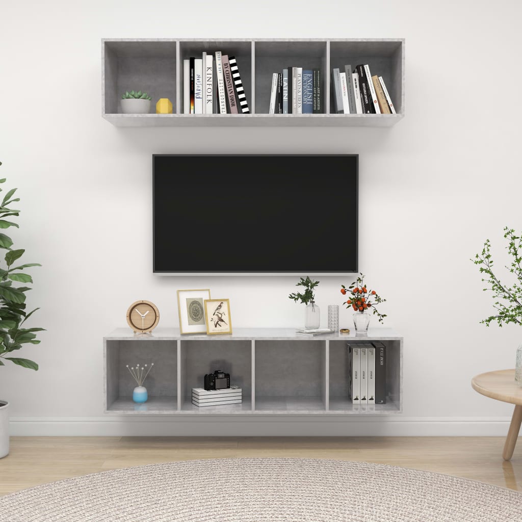 vidaXL Wisz�ce szafki TV, 2 szt., szaro�� betonu