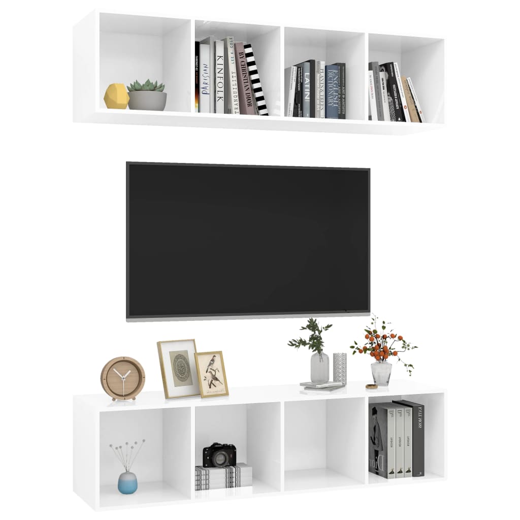 KALLAX – Ensemble de meuble TV mural 2 pcs 8 boxes Blanc brillant | meublestv.fr 4