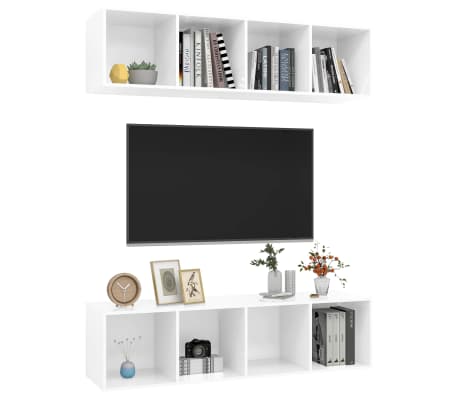 vidaXL Sieninės televizoriaus spintelės, 2vnt., baltos, mediena