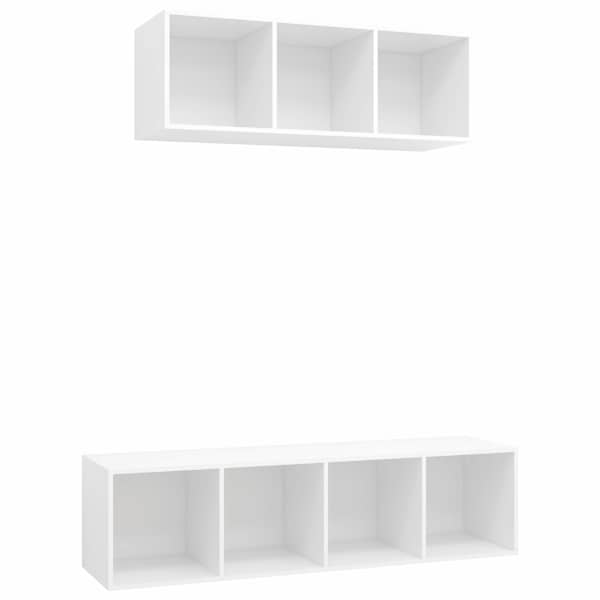 vidaXL 2-osaline telerikappide komplekt, valge, puitlaastplaat